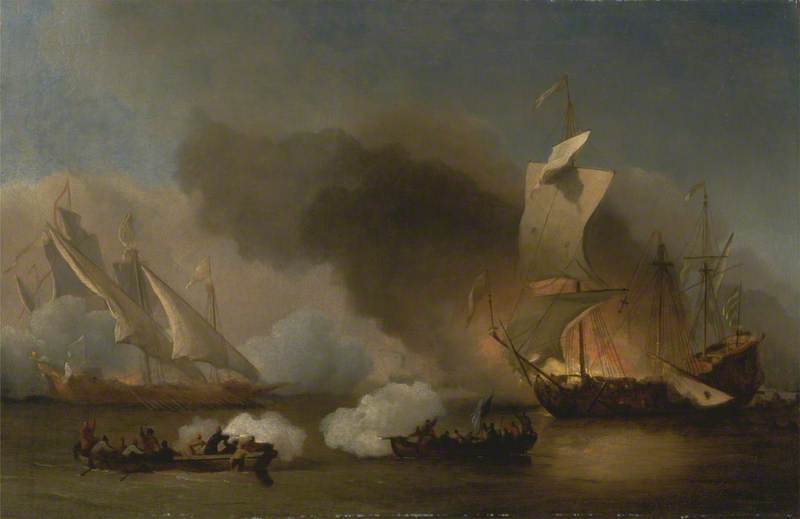 An Action between English Ships and Barbary Corsairs