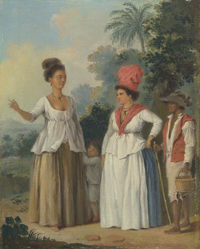 West Indian Women of Color, with a Child and Black Servant