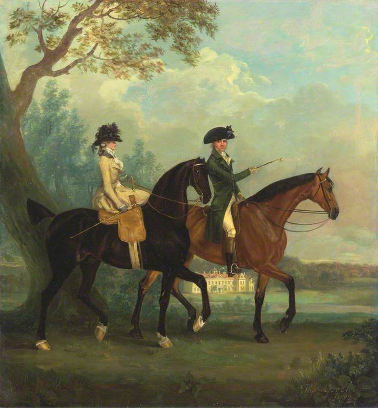 Marcia Pitt and Her Brother George Pitt, Later 2nd Baron Rivers, Riding in the Park at Stratfield Saye House, Hampshire