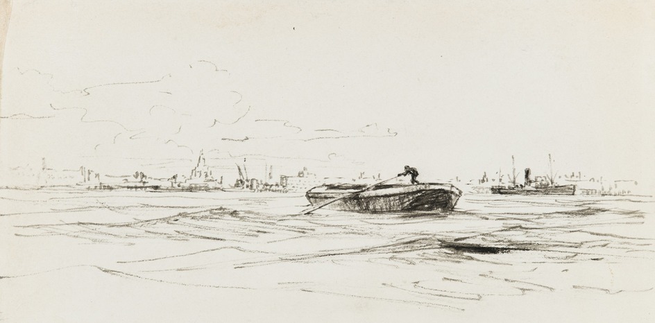 London, Barges and Steamer - Illustration for H.H. Kynett's 
