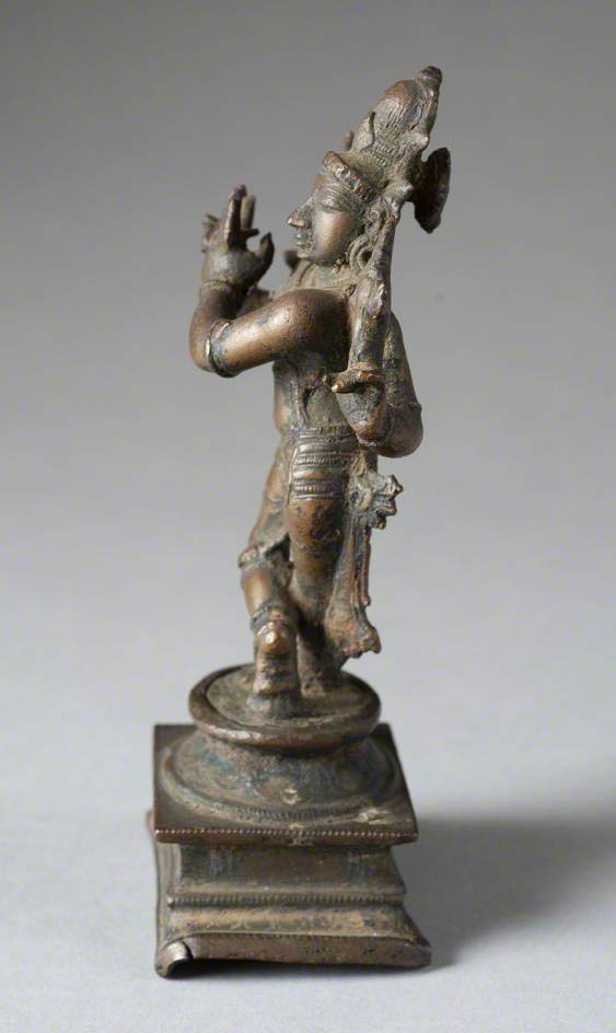 Four-Armed Fluting Krishna with Conch and Chakra