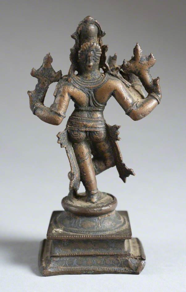 Four-Armed Fluting Krishna with Conch and Chakra