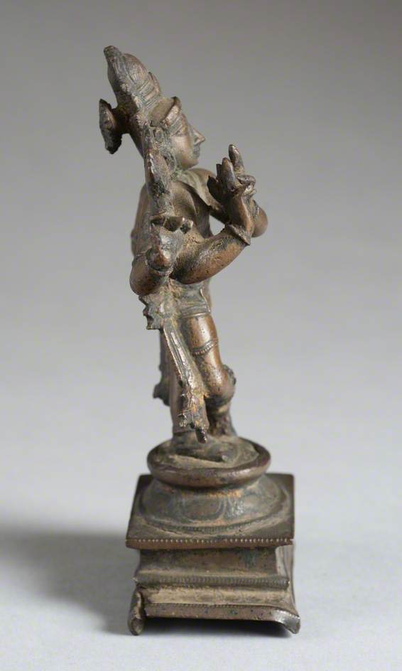 Four-Armed Fluting Krishna with Conch and Chakra