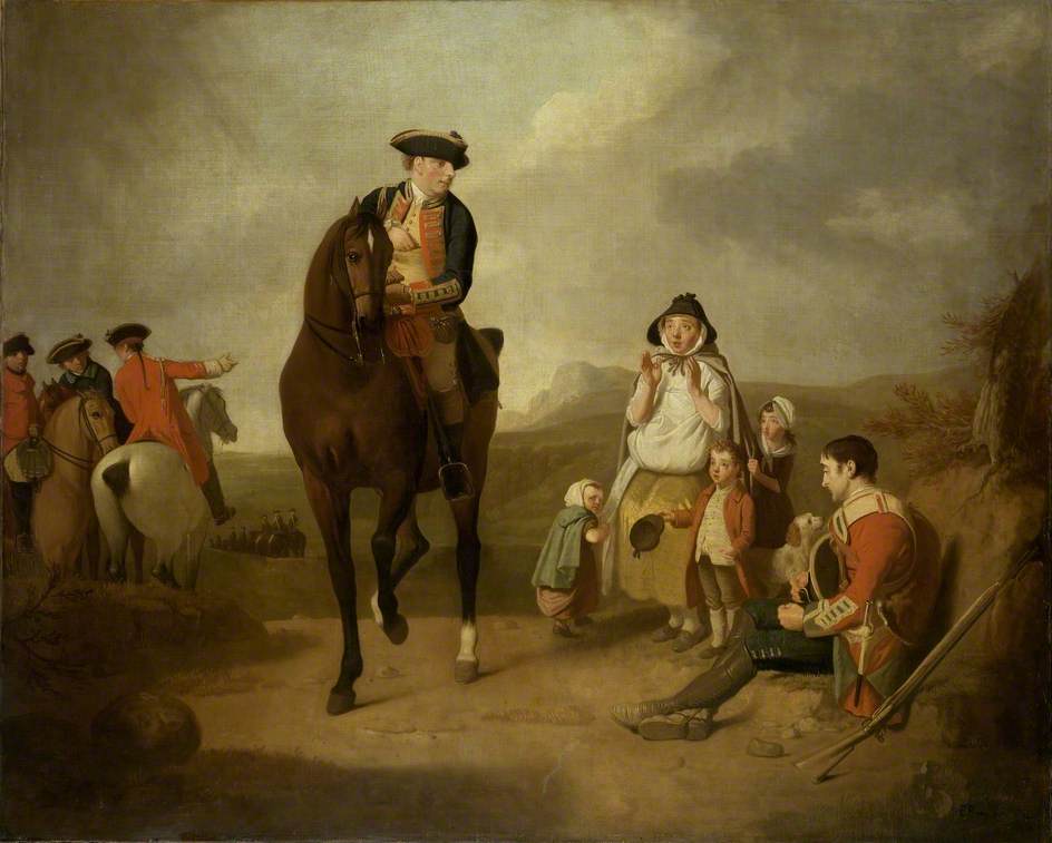 The Marquis of Granby giving Alms to a sick Soldier and his Family