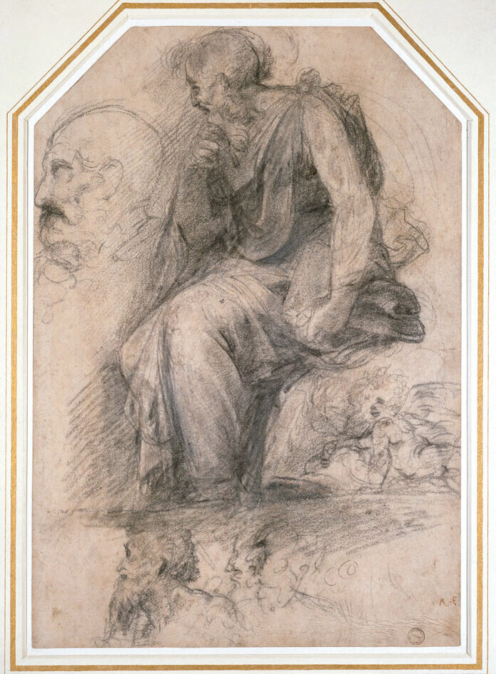 A male saint, seated (St Paul): Study for the Disputa