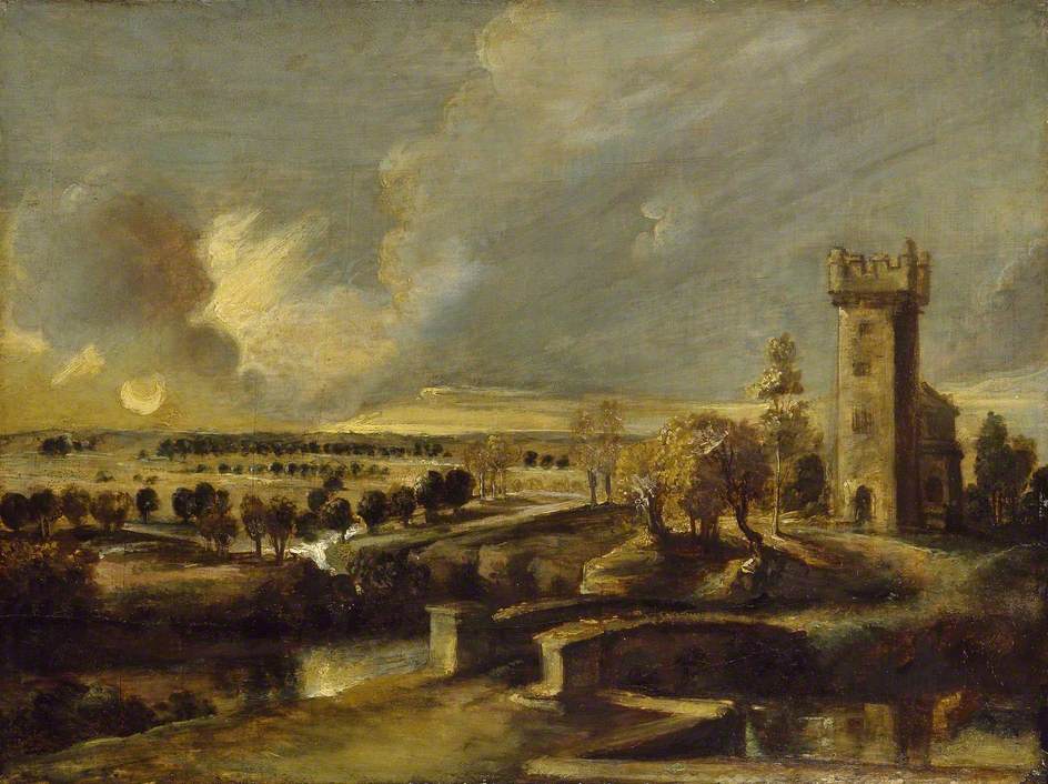 Landscape with a Tower at Het Steen at Sunset