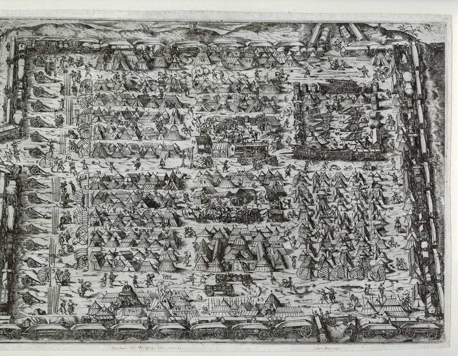 A rectangular camp with a waggon barricade
