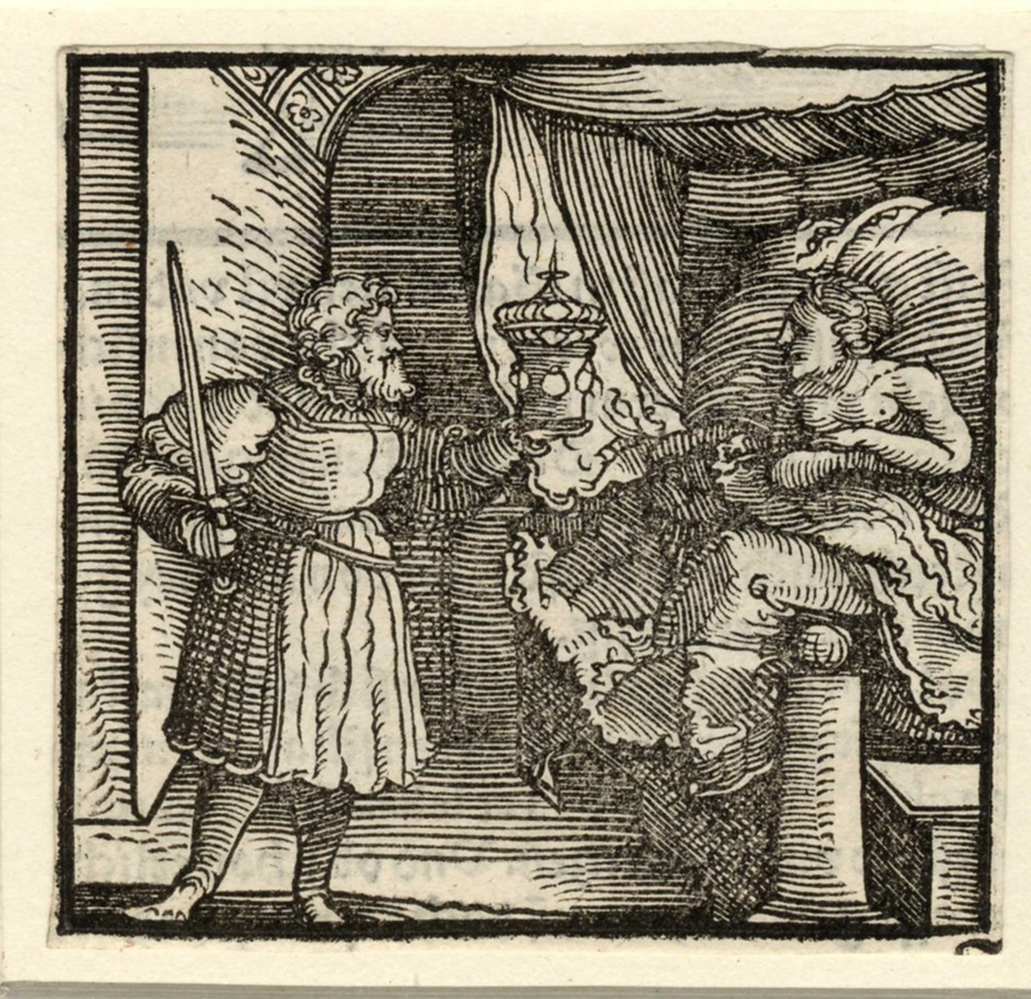 Violante chosing between death by poison or by sword