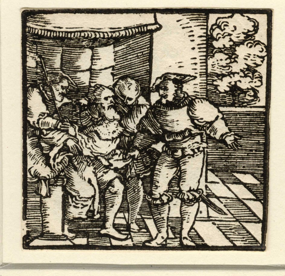 The relatives of Giannole and Minghino pleading Giacomino for mercy