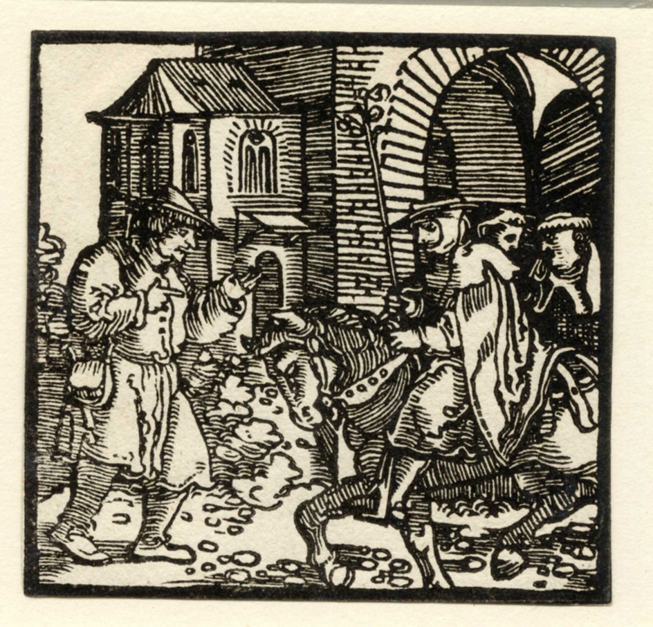 Ghino di Tacco on horseback with the Abbot of Cluny