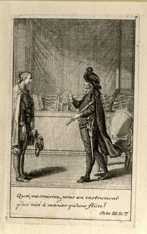 Hamlet with the flute, talking to Guildenstern