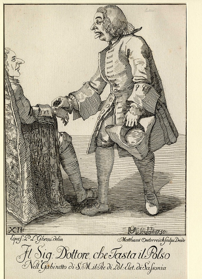 Plate 12: Doctor Carlo Giuseppe Lanzi checking the bailiff Albani's pulse