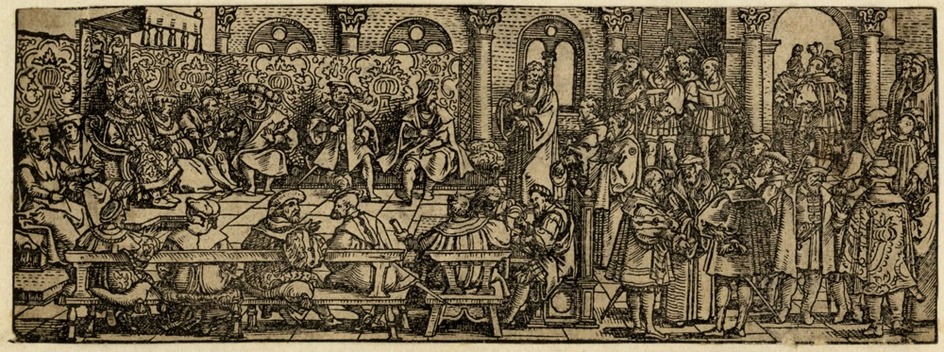 Title-page border with the image of the Assembly of the Emperor and his chancellors