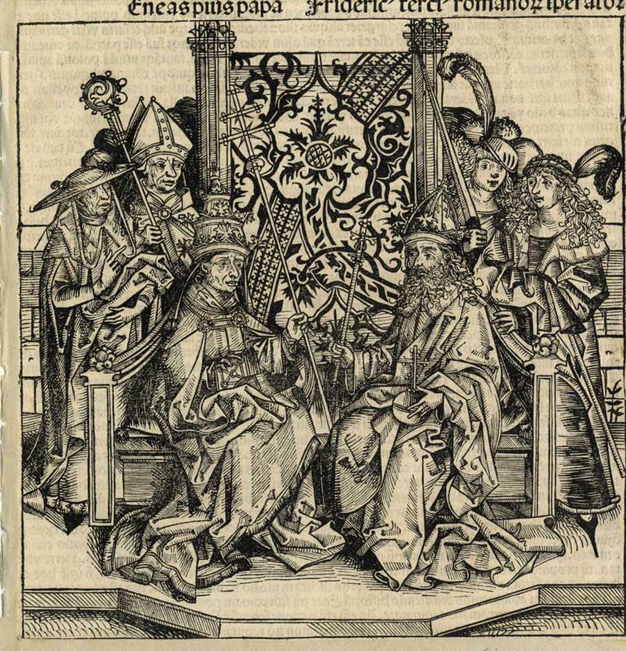 Pope Pius Aeneas and Emperor Friedrich III