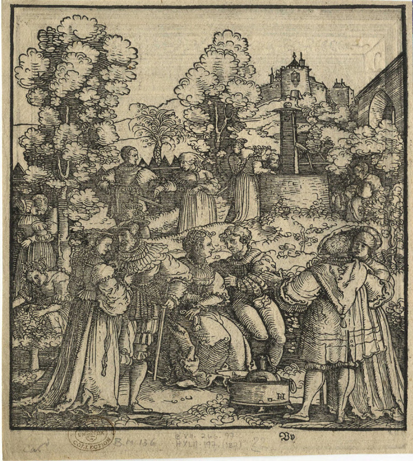 Recto: A merry company in a garden
Verso: Head of Turkish man in profile