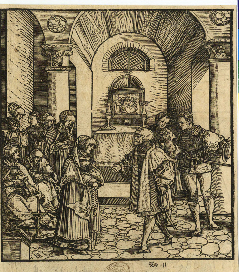 Recto: Women and men in a chapel
Verso: Doctor amputating a man's leg
