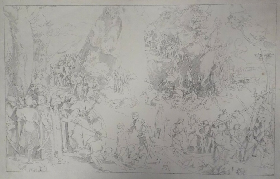 The Martyrdom of the Ten Thousand, loosely based on the painting by Dürer (Anzelewsky 105)