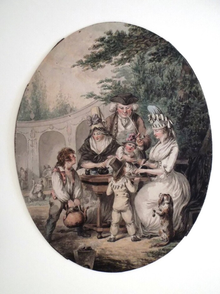 A Family Taking Tea outdoors