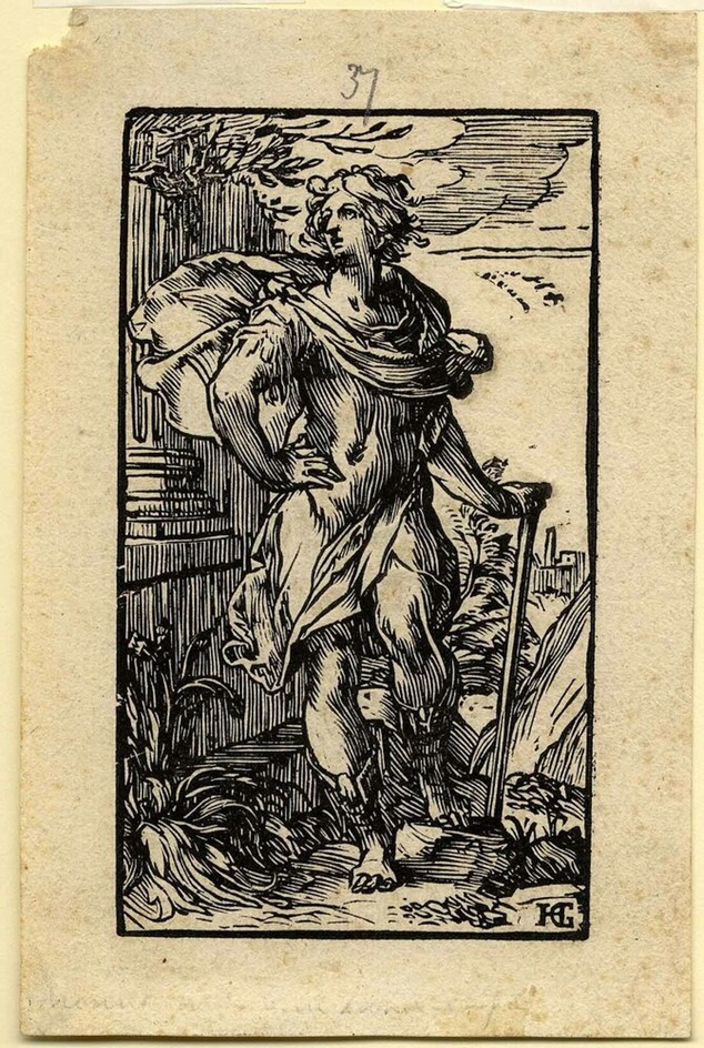 Young man with cane