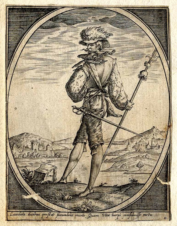 Standing soldier holding a hellebard