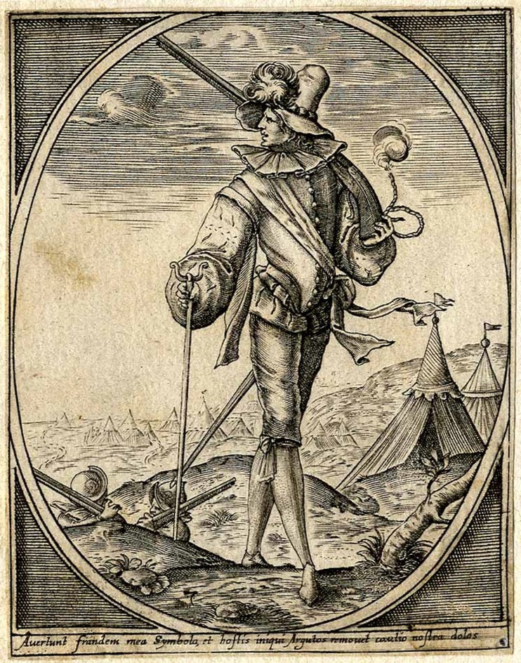 Standing soldier turned to the left