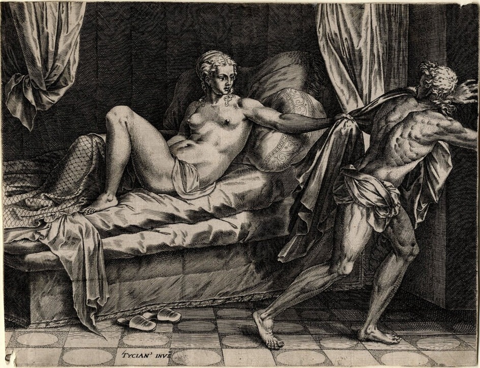 Joseph fleeing from the wife of Potiphar