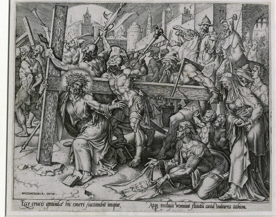 Christ bearing the cross and the miracle of Veronica's cloth