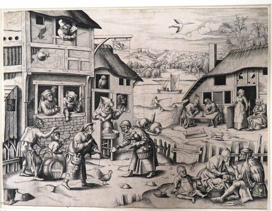 Allegorical scene with Flemish proverbs
