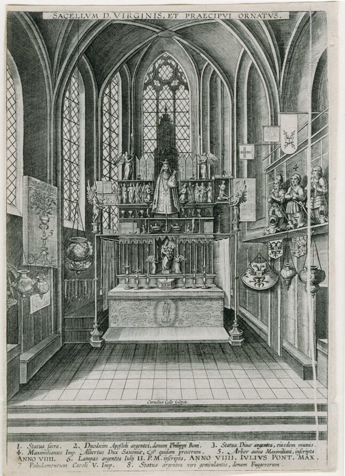 Interior of a church with statue of the Virgin