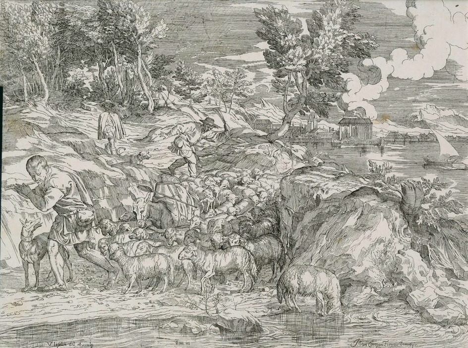 Landscape with shepherds and a flock