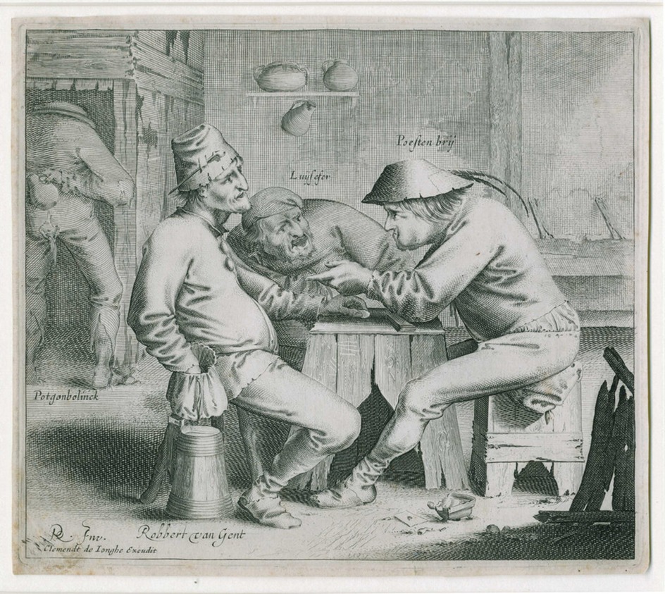 Three men sitting around a table