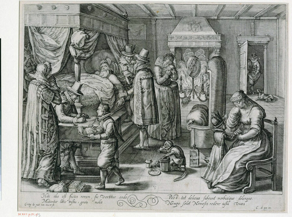 The dying hour of the rich man (Luke 16:22)