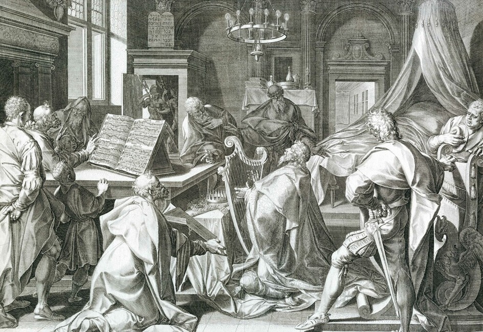 David playing the harp