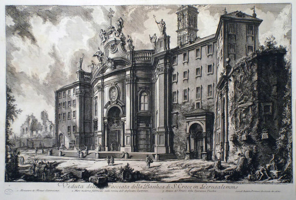 View of the facade of the Basilica of S Croce in Jerusalem (inscribed)