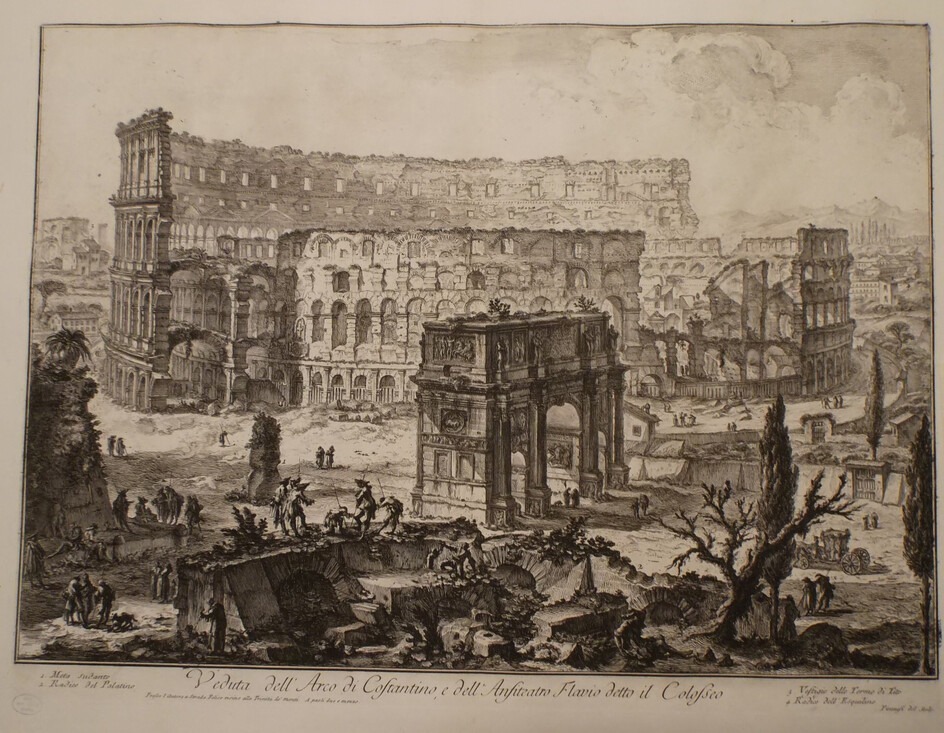 View of the Arch of Constantine, and the Colosseum (inscribed)