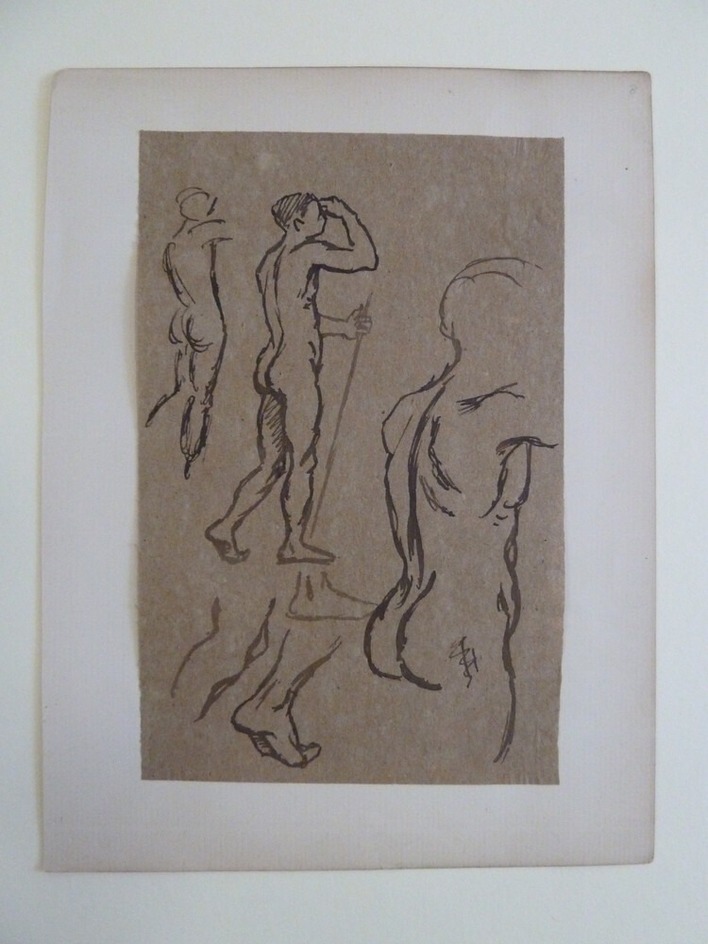 Studies of Nude with Staff