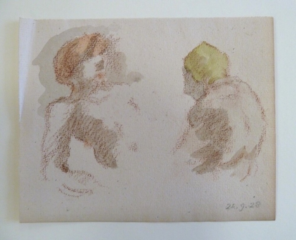 Two Heads with red and green Headgear