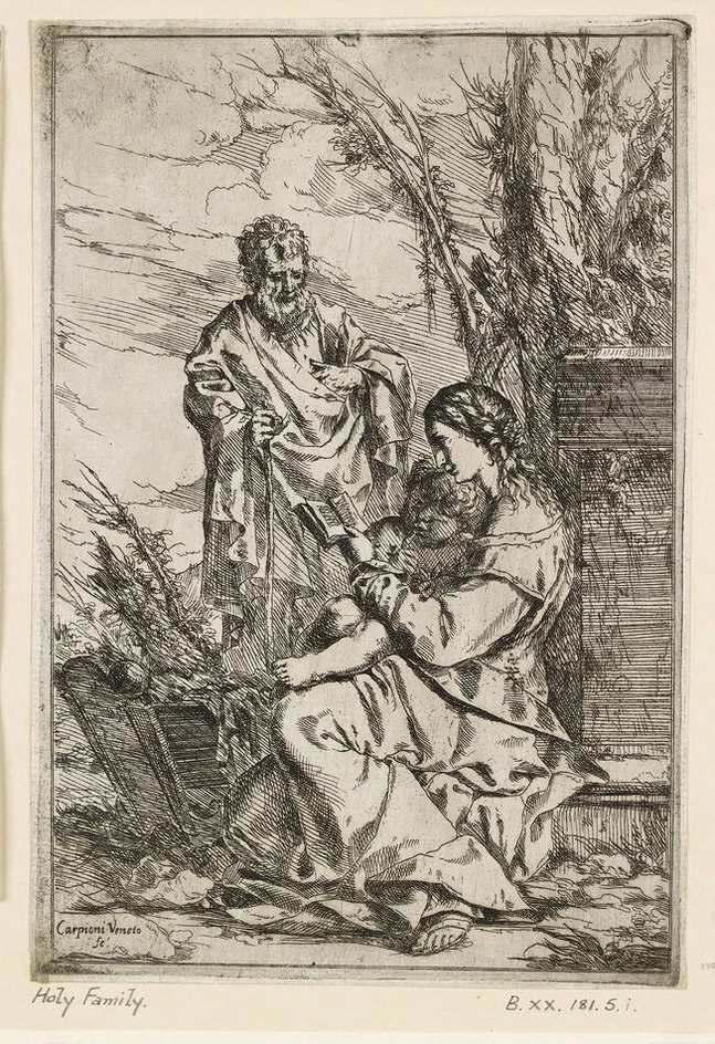 The Holy Family with the Virgin reading