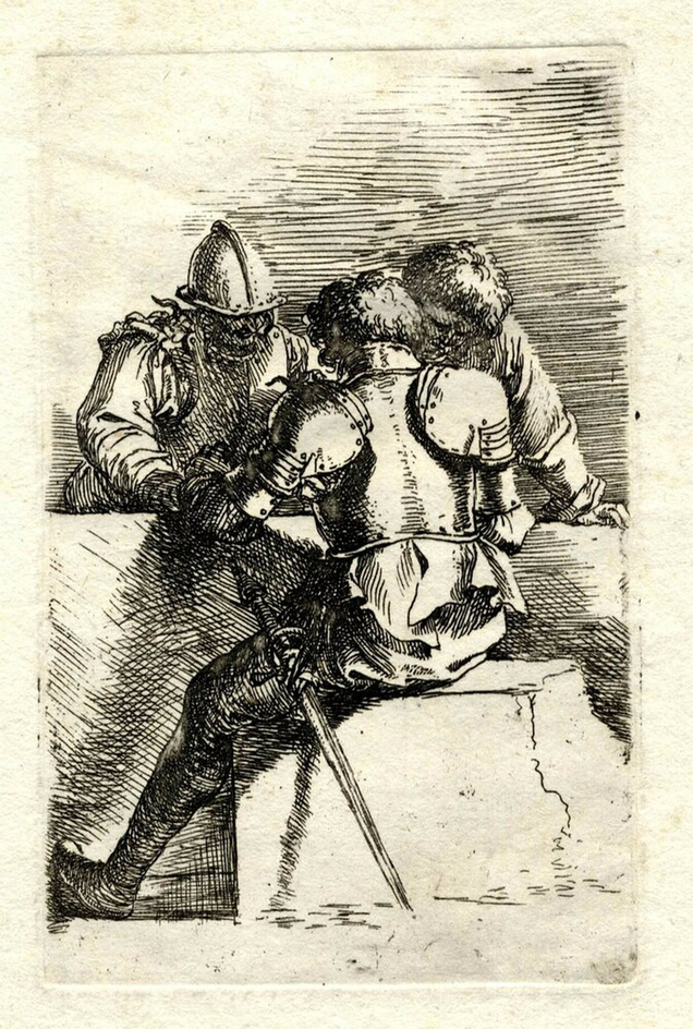 Three male figures