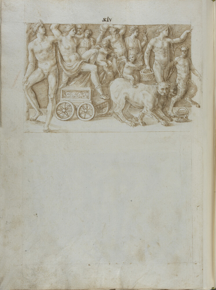 Recto: Blank, page squared 
Verso: Triumph of Bacchus and Ariadne