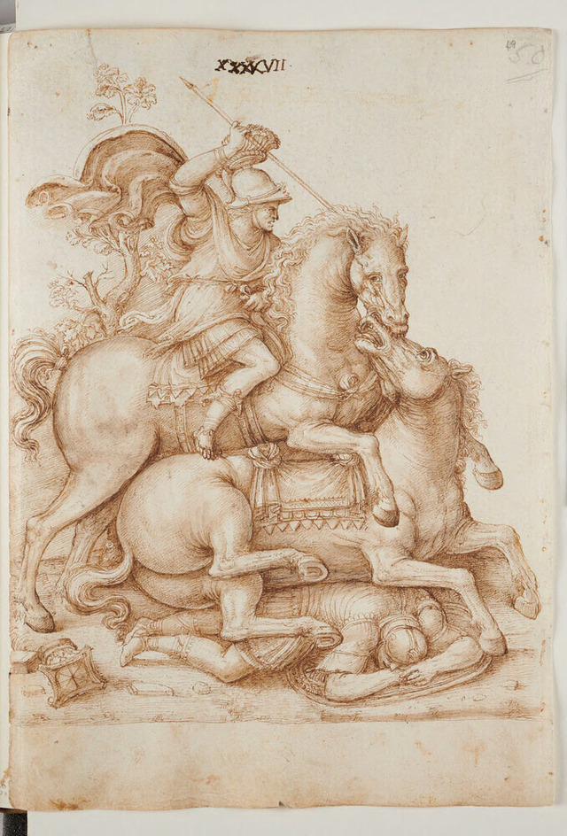 Recto: Classicizing battle scene 
Verso: Blank