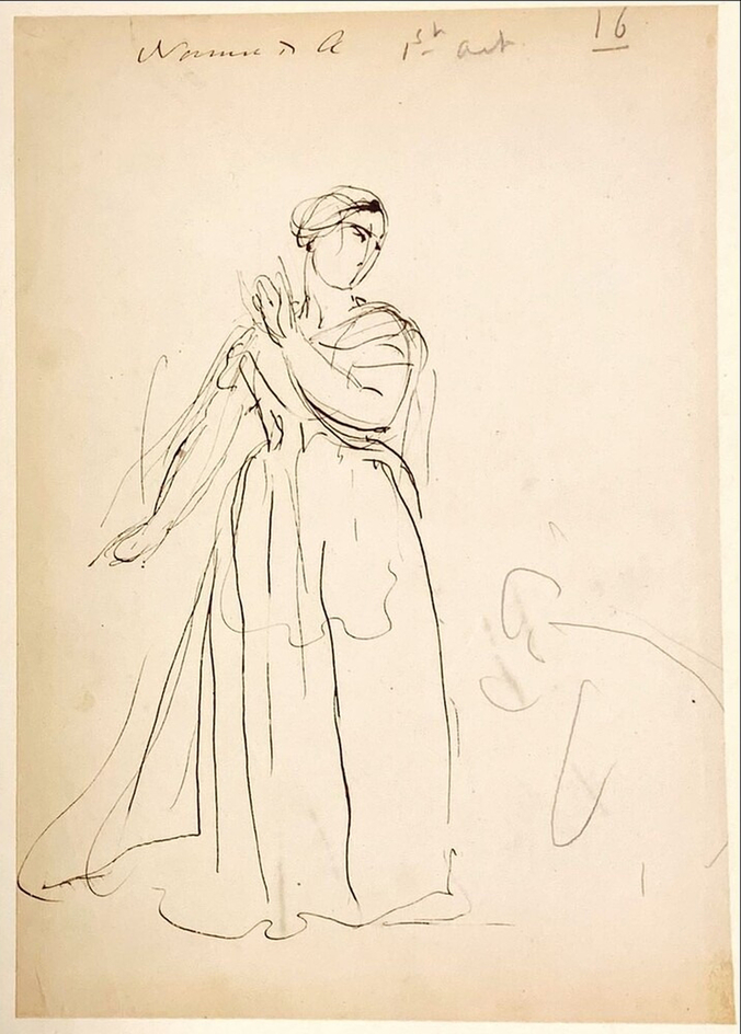 Theatrical Sketches, Adelaide Kemble as Norma, 1st Act