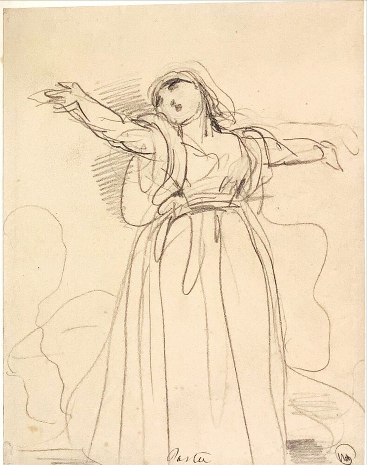 Theatrical Sketches, Madame Pasta with both arms extended