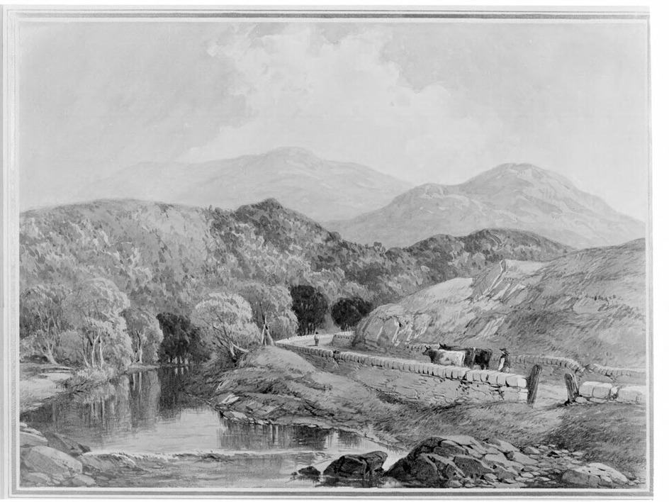 Mountainous river landscape in Wales
