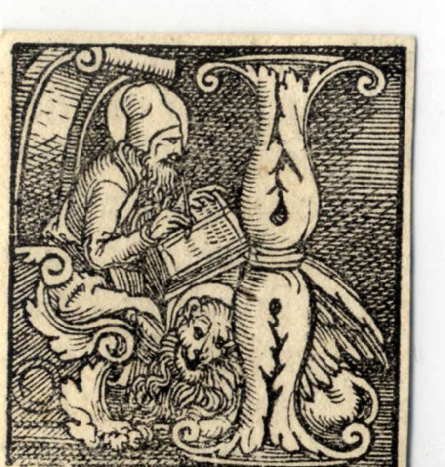 Initial with depiction of Saint Mark