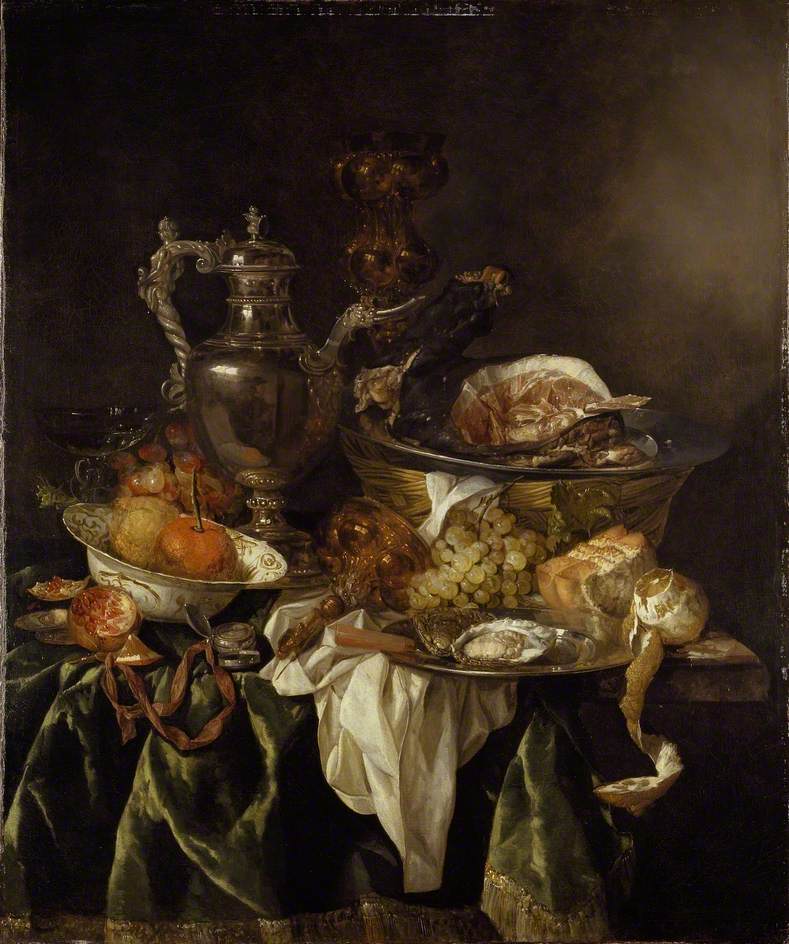 Still Life with a silver Wine-jar and a reflected Portrait of the Artist