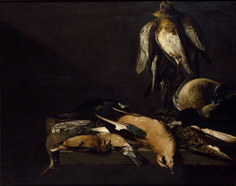 Still Life of Game with four Plovers