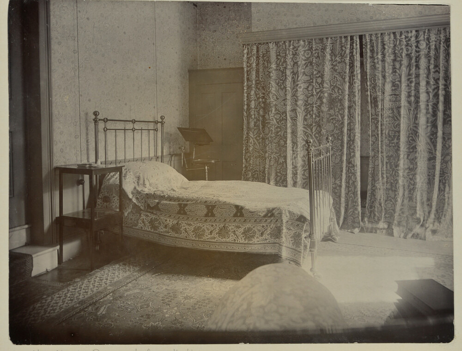 Jane Morris's bedroom at Kelmscott House, Hammersmith