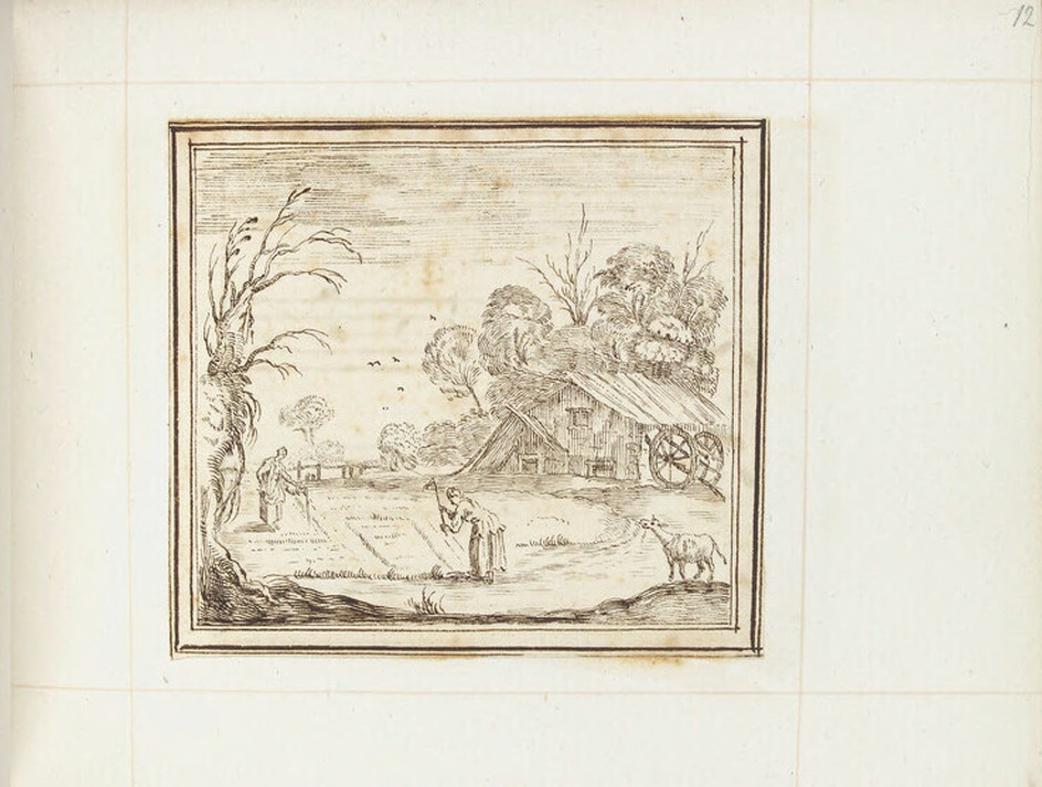 Recto: A rustic landscape
Verso:  A musical score