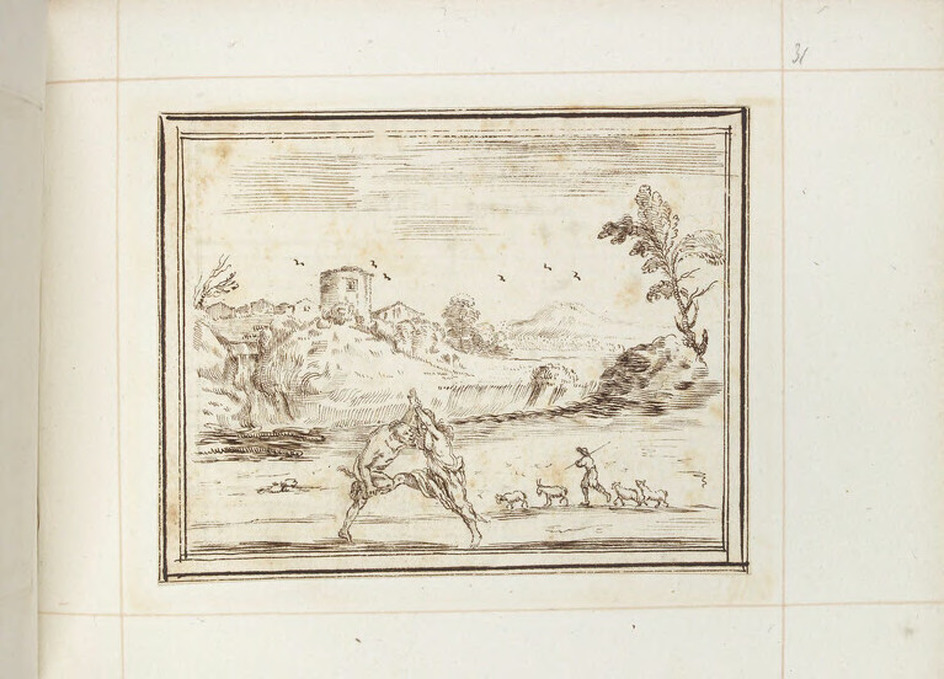 Recto: Rural landscape 
Verso: Musical score